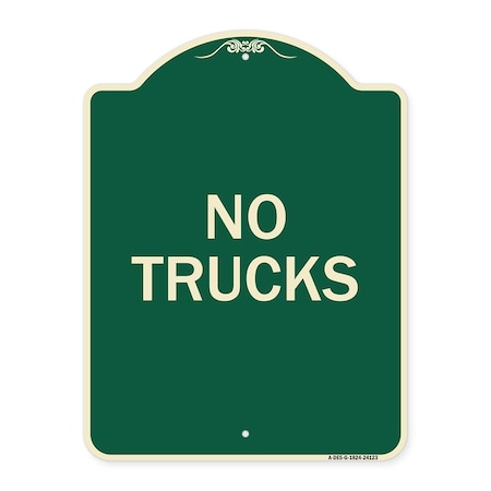 Signmission Designer Series Driveway No Trucks, Green & Tan Heavy-Gauge Aluminum Sign, 24" x 18", G-1824-24123 A-DES-G-1824-24123